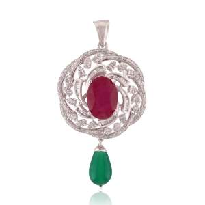Beautifully Crafted Diamond Pendant Set with Matching Earrings in 18k gold with Certified Diamonds - PD1332P